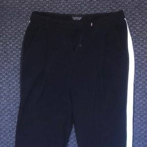 Black With White Stripe Along Side Top shop Trousers